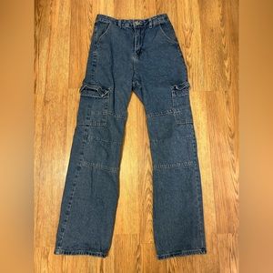 Blue Shein Cargo Jeans, size extra small